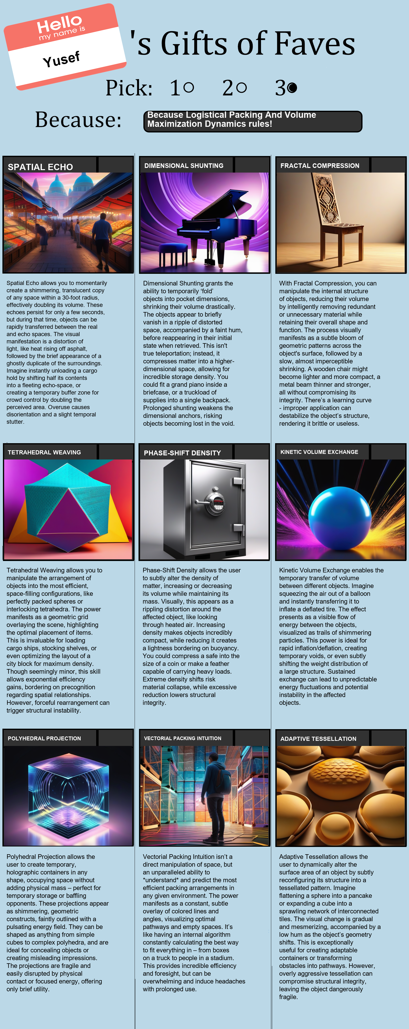Logistical Packing And Volume Maximization Dynamics