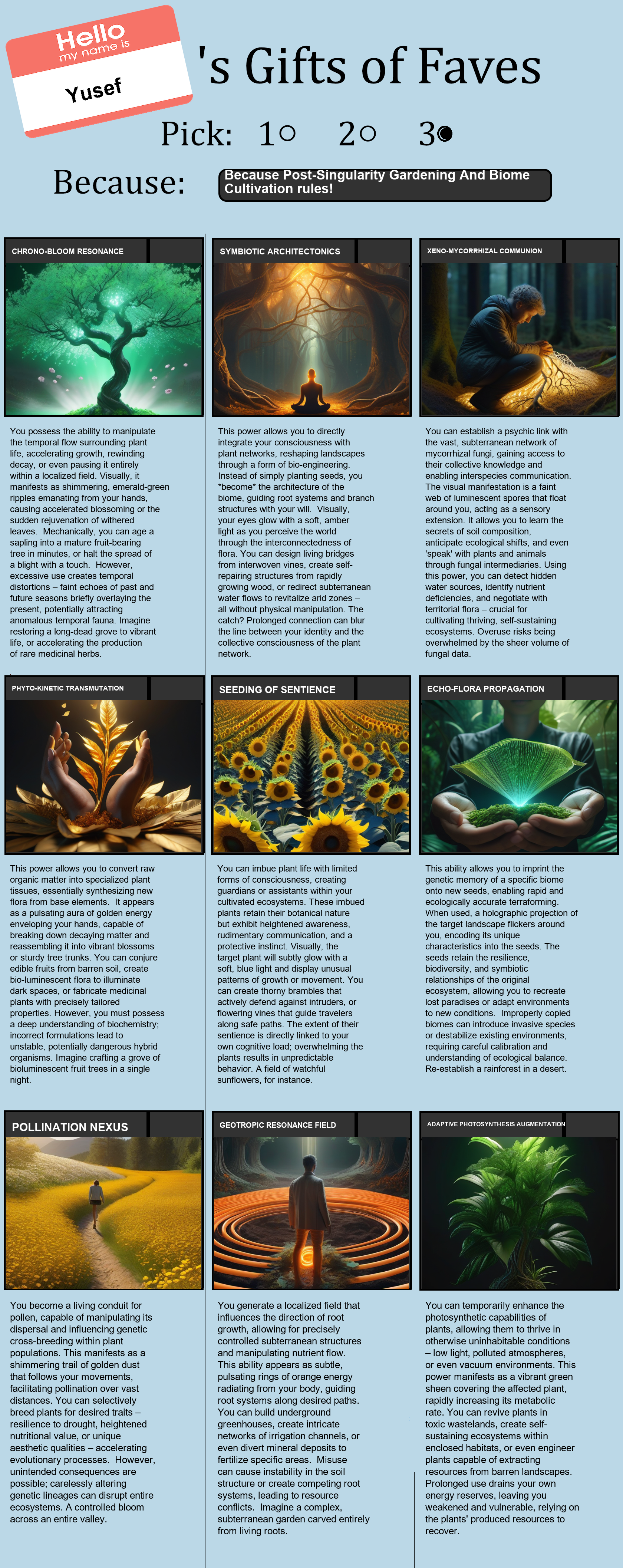 Post-Singularity Gardening And Biome Cultivation