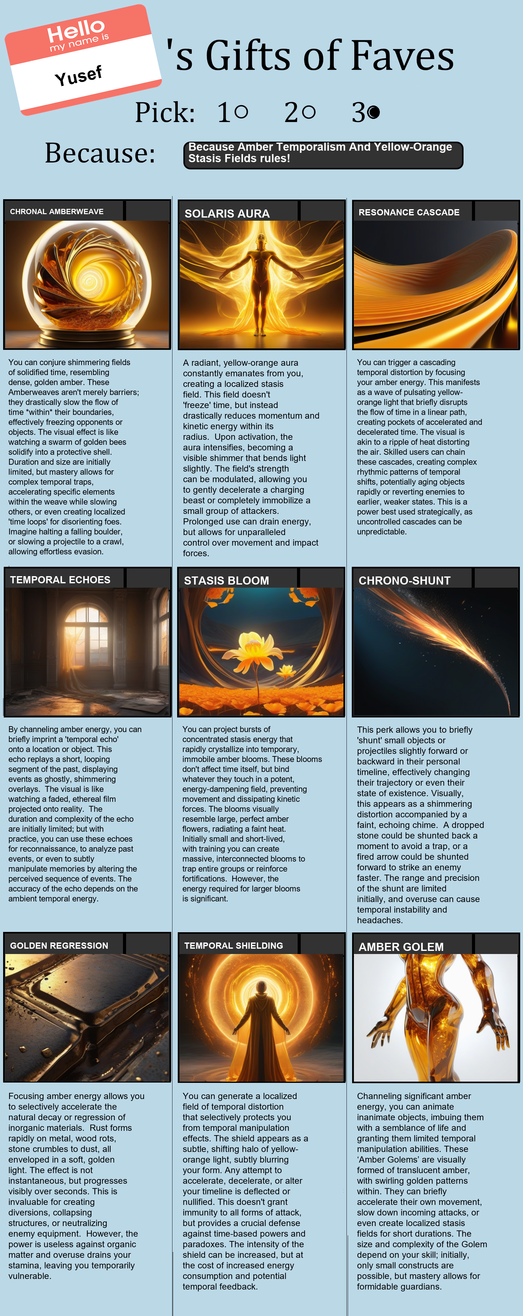 Amber Temporalism And Yellow-Orange Stasis Fields