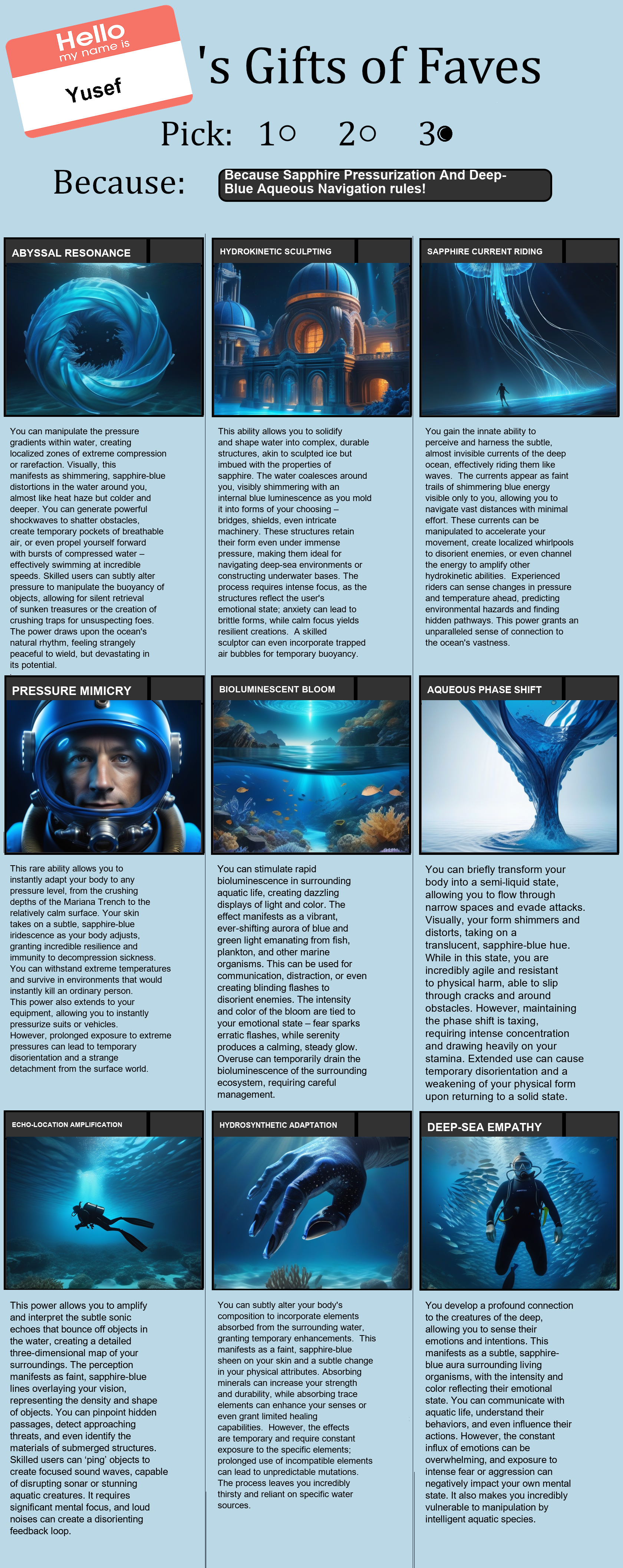 Sapphire Pressurization And Deep-Blue Aqueous Navigation