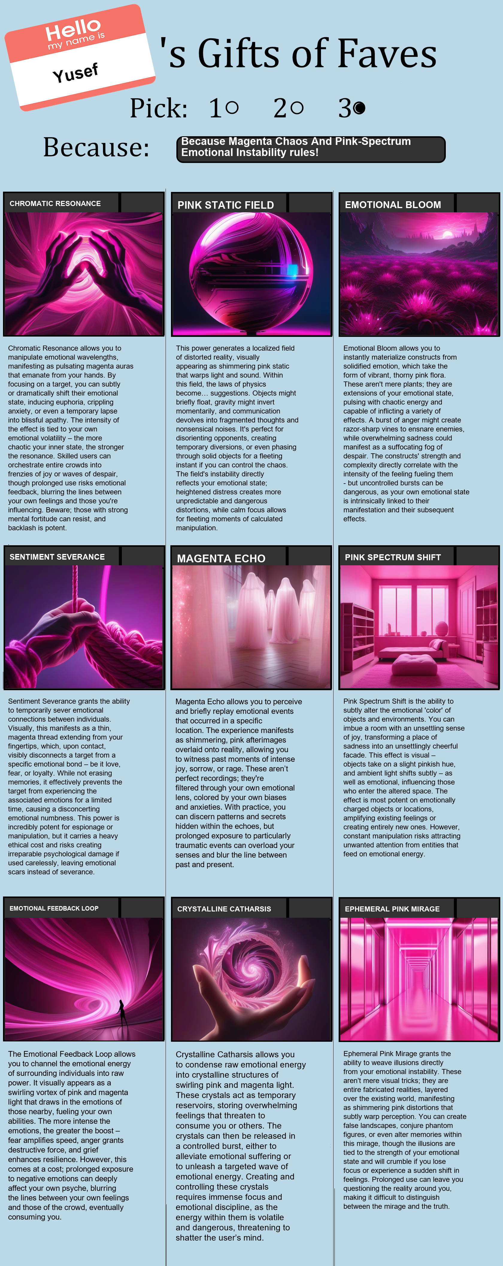 Magenta Chaos And Pink-Spectrum Emotional Instability