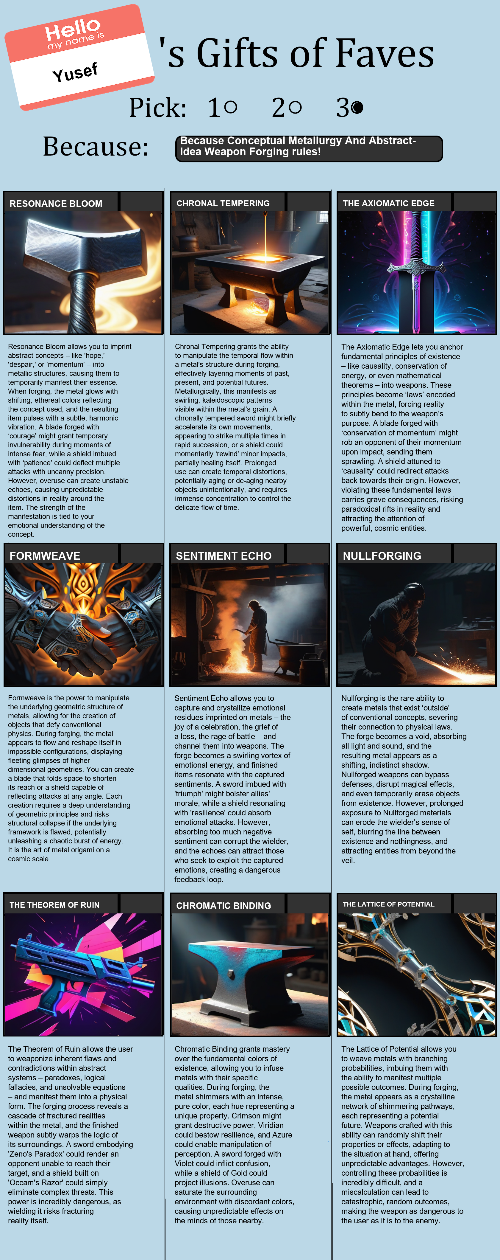 Conceptual Metallurgy And Abstract-Idea Weapon Forging