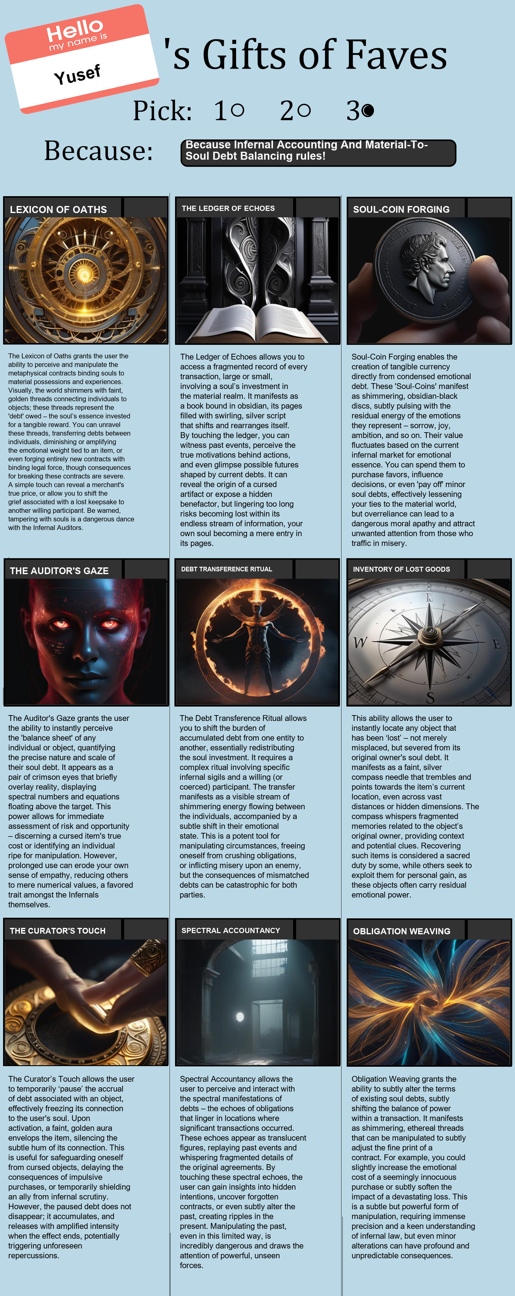 Infernal Accounting And Material-To-Soul Debt Balancing