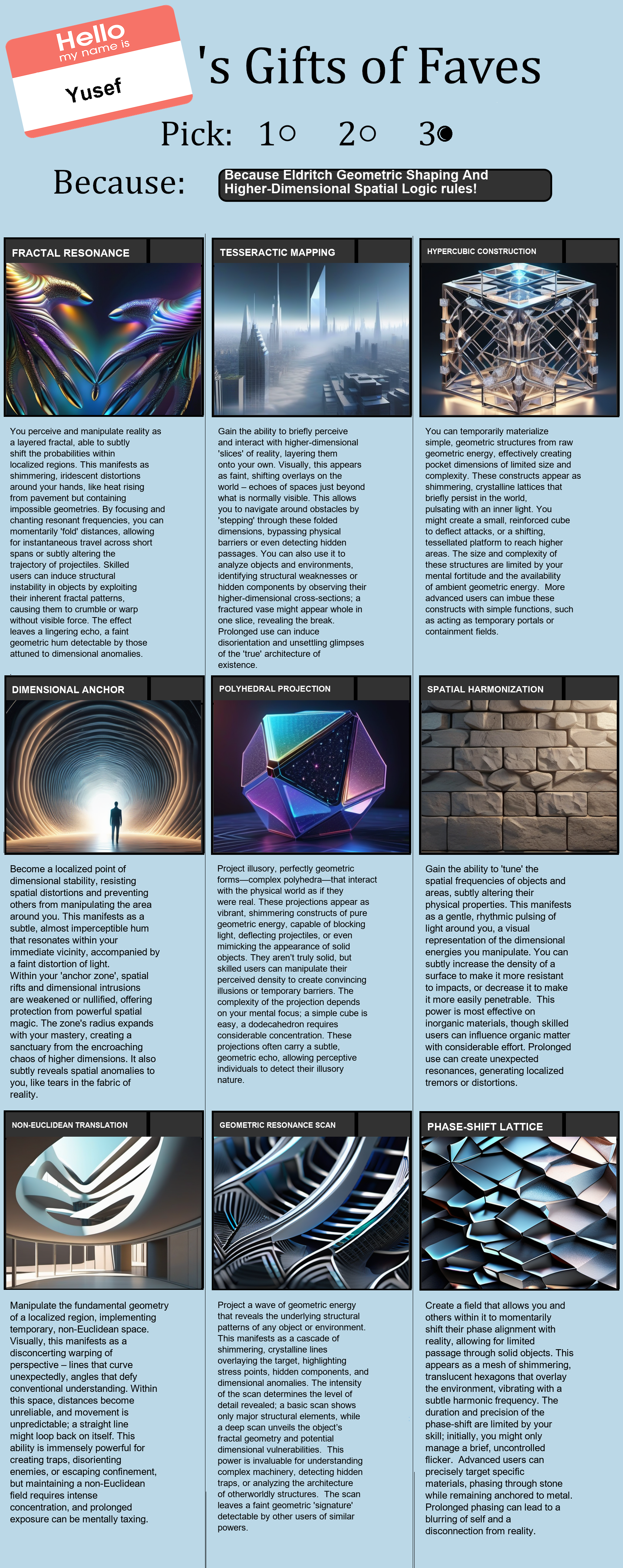 Eldritch Geometric Shaping And Higher-Dimensional Spatial Logic