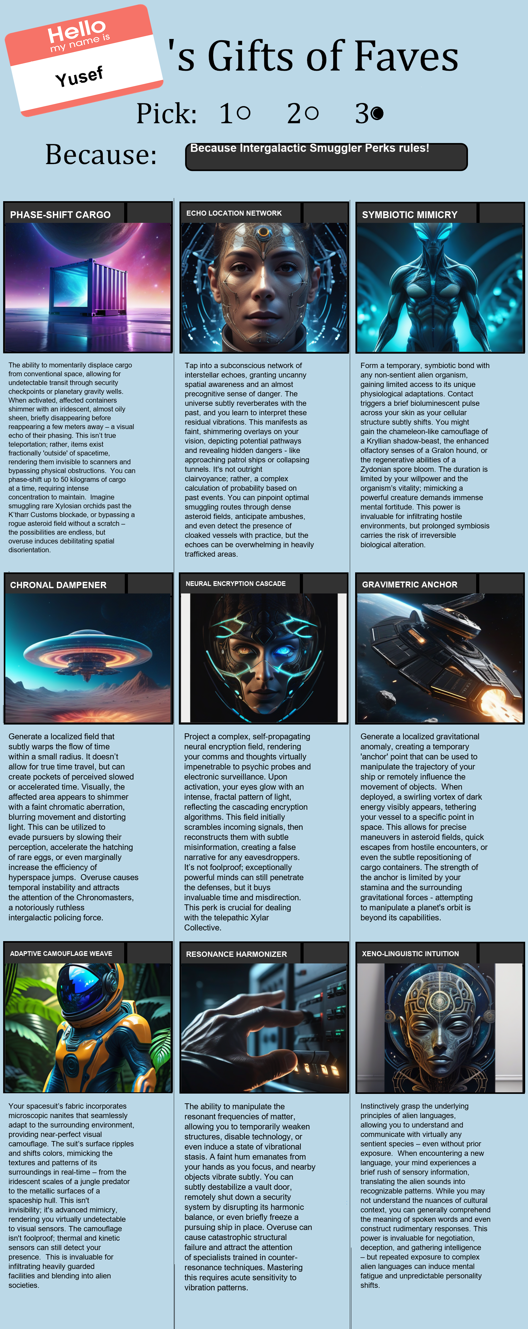 Intergalactic Smuggler Perks