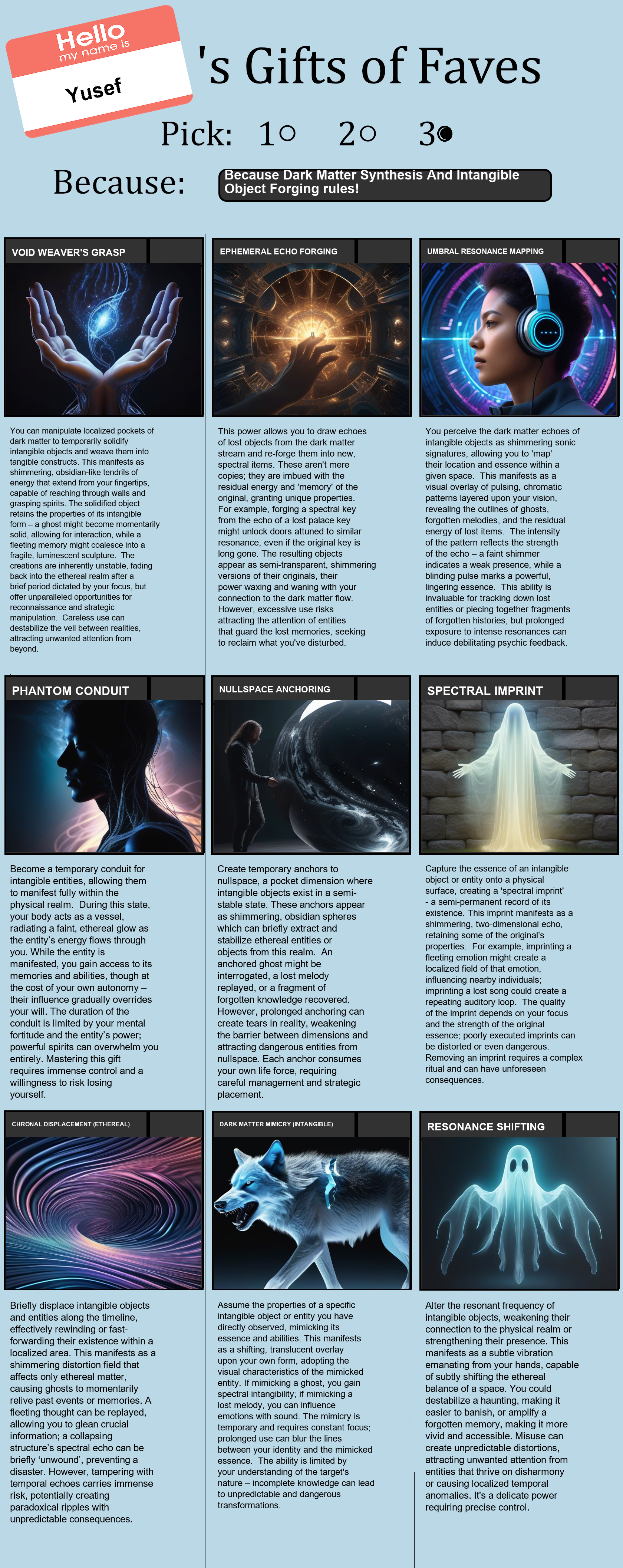Dark Matter Synthesis And Intangible Object Forging