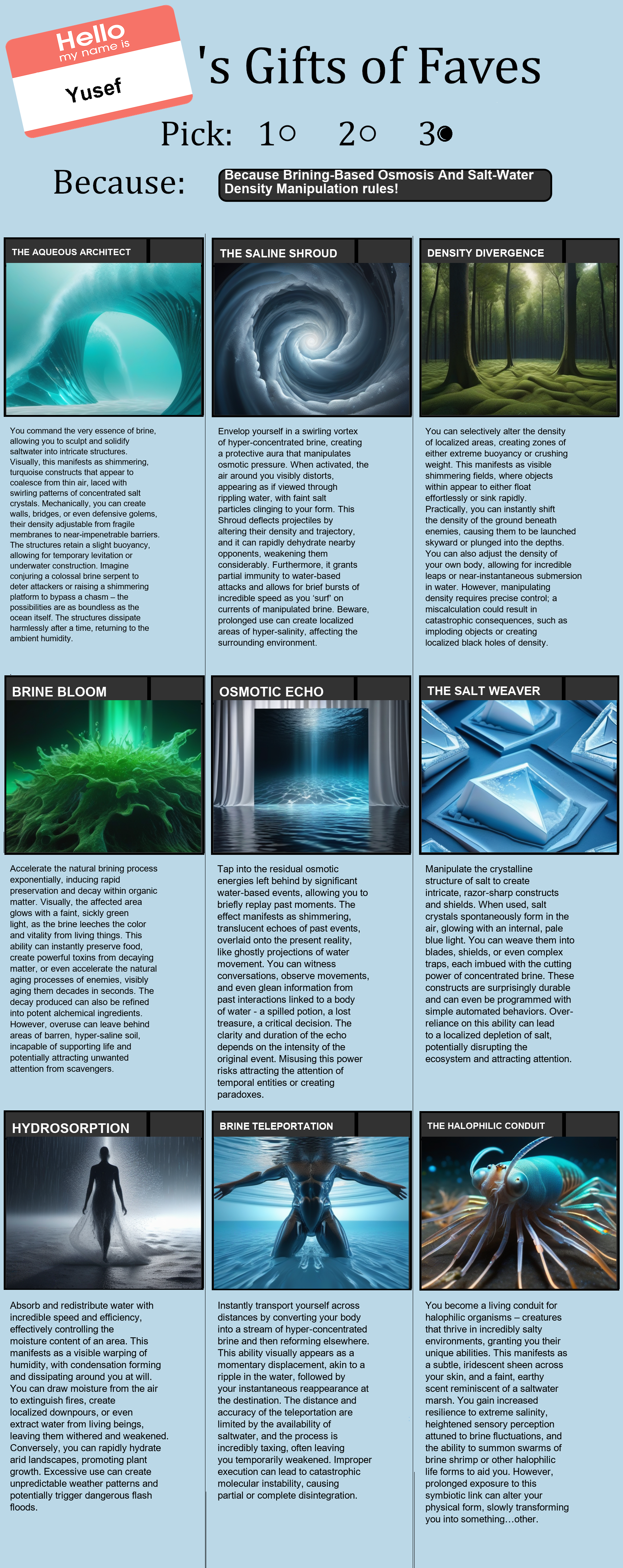 Brining-Based Osmosis And Salt-Water Density Manipulation