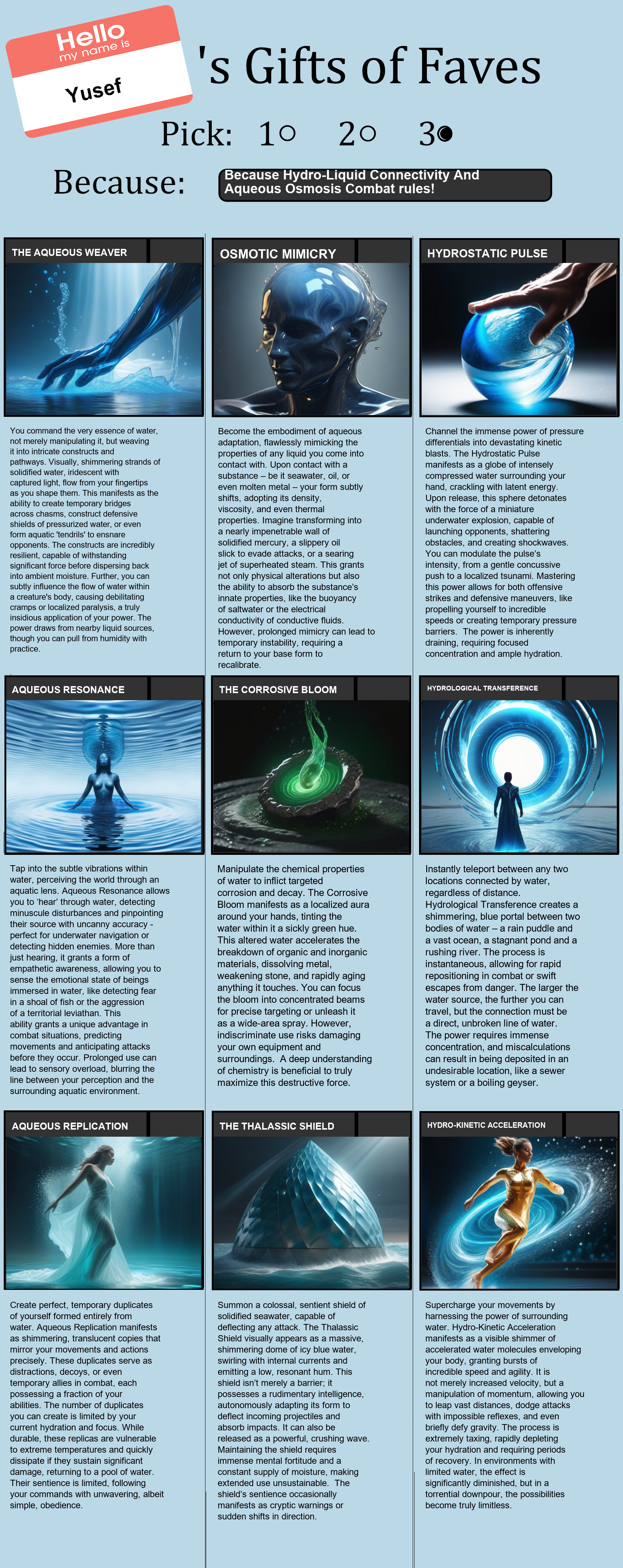 Hydro-Liquid Connectivity And Aqueous Osmosis Combat