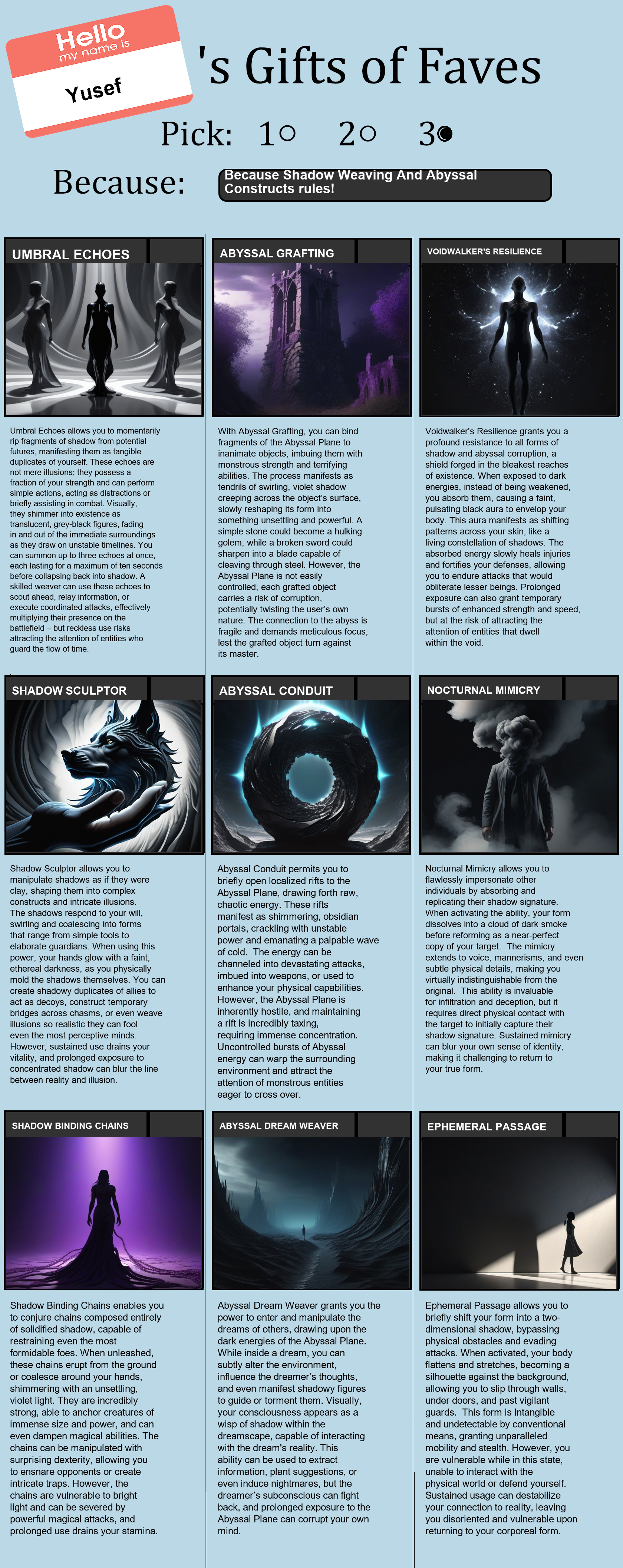Shadow Weaving And Abyssal Constructs