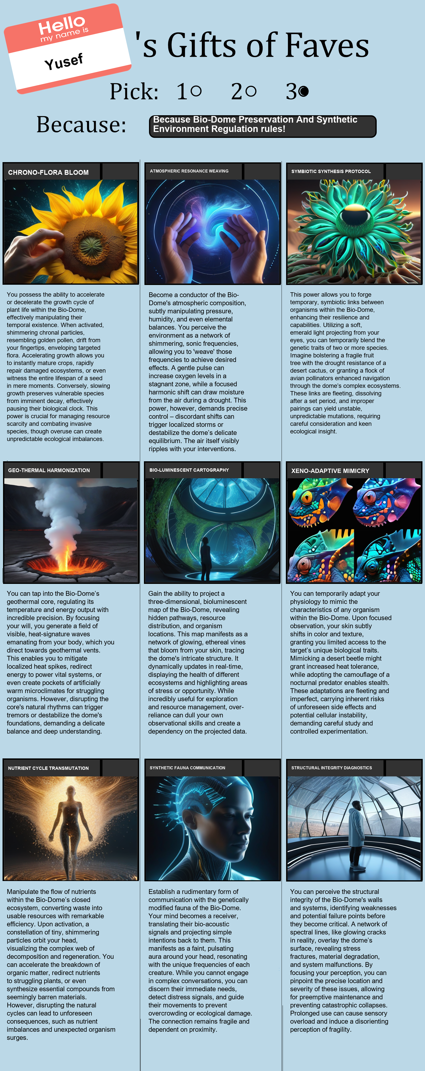 Bio-Dome Preservation And Synthetic Environment Regulation
