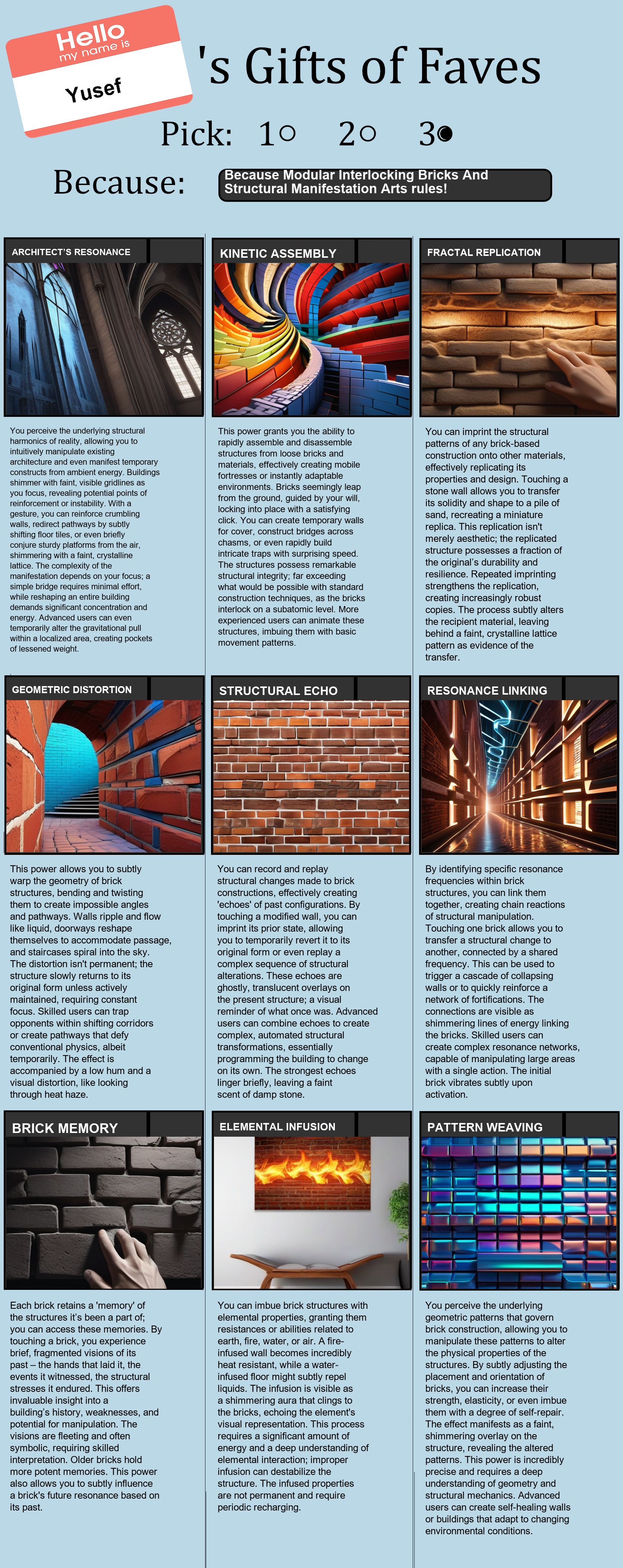 Modular Interlocking Bricks And Structural Manifestation Arts